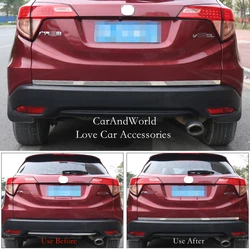 Stainless Rear Tail Trunk Door Lid Tailgate Edge Bumper Strip Cover Trims For Honda HRV HR-V Vezel 2014-2021 Car Accessories