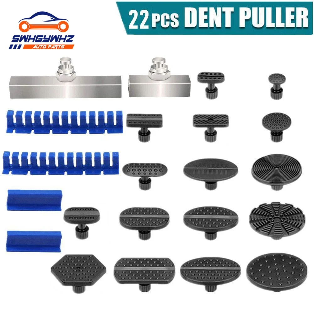 Dent Puller Dent Remover with T-bar Dent Puller with 16pcs Dent Puller Tabs for Car Dent Repair and Metal Surface Dent Removal