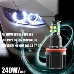 For BMW 1 3 5 E90 E92 M3 E93 E60 E70 E71 X5 X6 240W/Pair 6000K White Super Bright High Power Free Error LED Angel Eyes Light