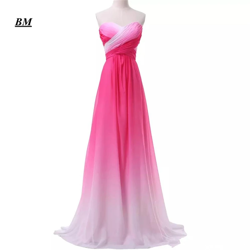 2021 New Gradient Colorful Sexy Dresses Ombre Chiffon Prom Dress Evening Dress Pleats Women Formal Occasion Dress BM173