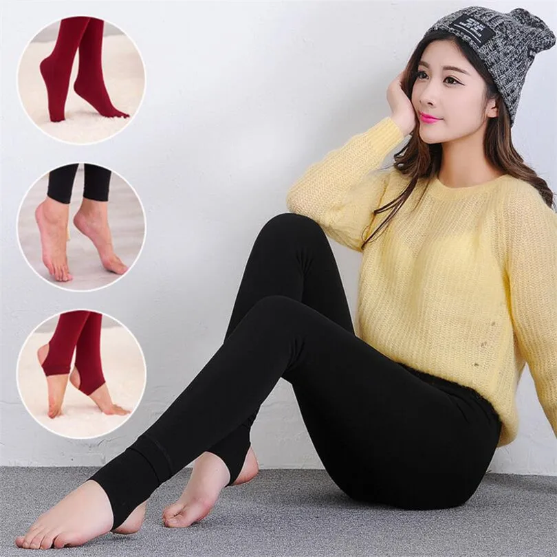 2023 Women Autumn Winter Thick Warm Legging Brushed Lining Stretch Fleece Pants Trample Feet Leggings High Elasticity Leggings