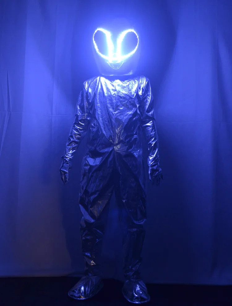 Glowing Clothing Silver LED Alien luminous costume Nightclub Bar KTV Creative Performance Props space show dance Clothes