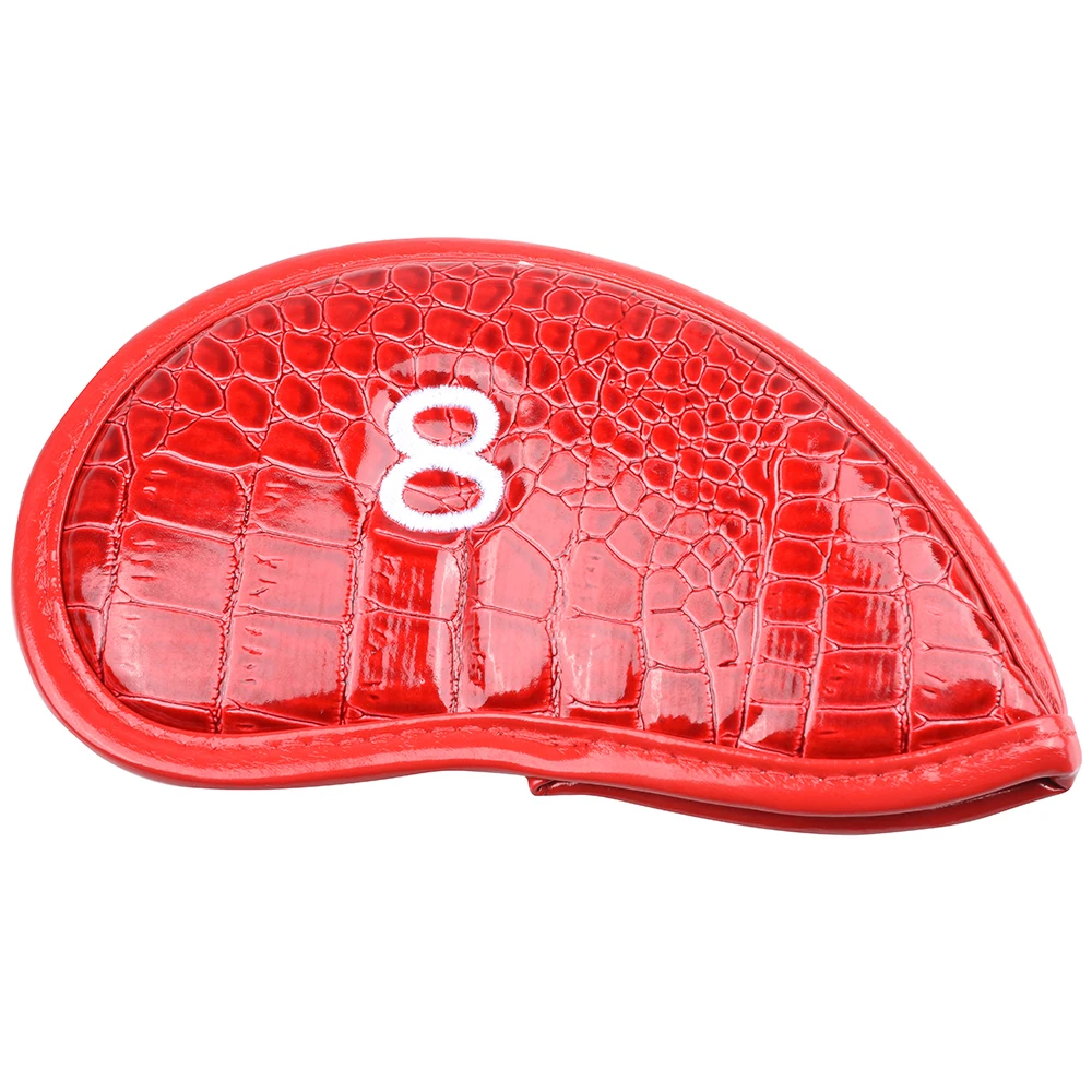 12Pcs Portable PU Golf Club Iron Head Covers Protector Golfs Head Cover Golf Headcovers Set Waterproof Crocodile Pattern Covers