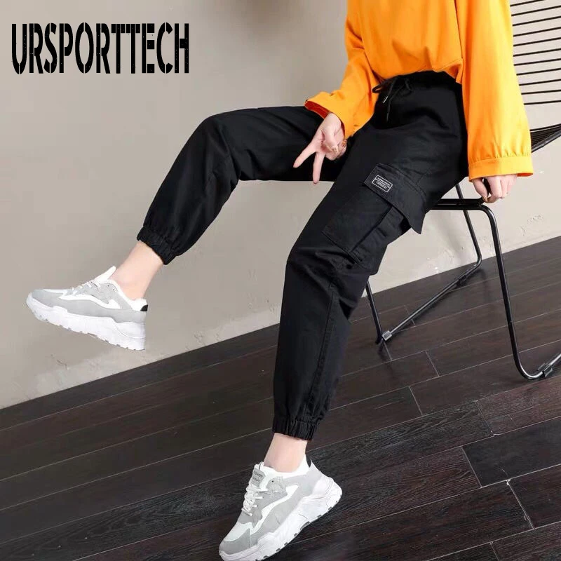 Hot Big Pockets Cargo Pants Women High Waist Loose Streetwear Baggy Tactical Trousers Hip Hop High Quality Harem Joggers Pants