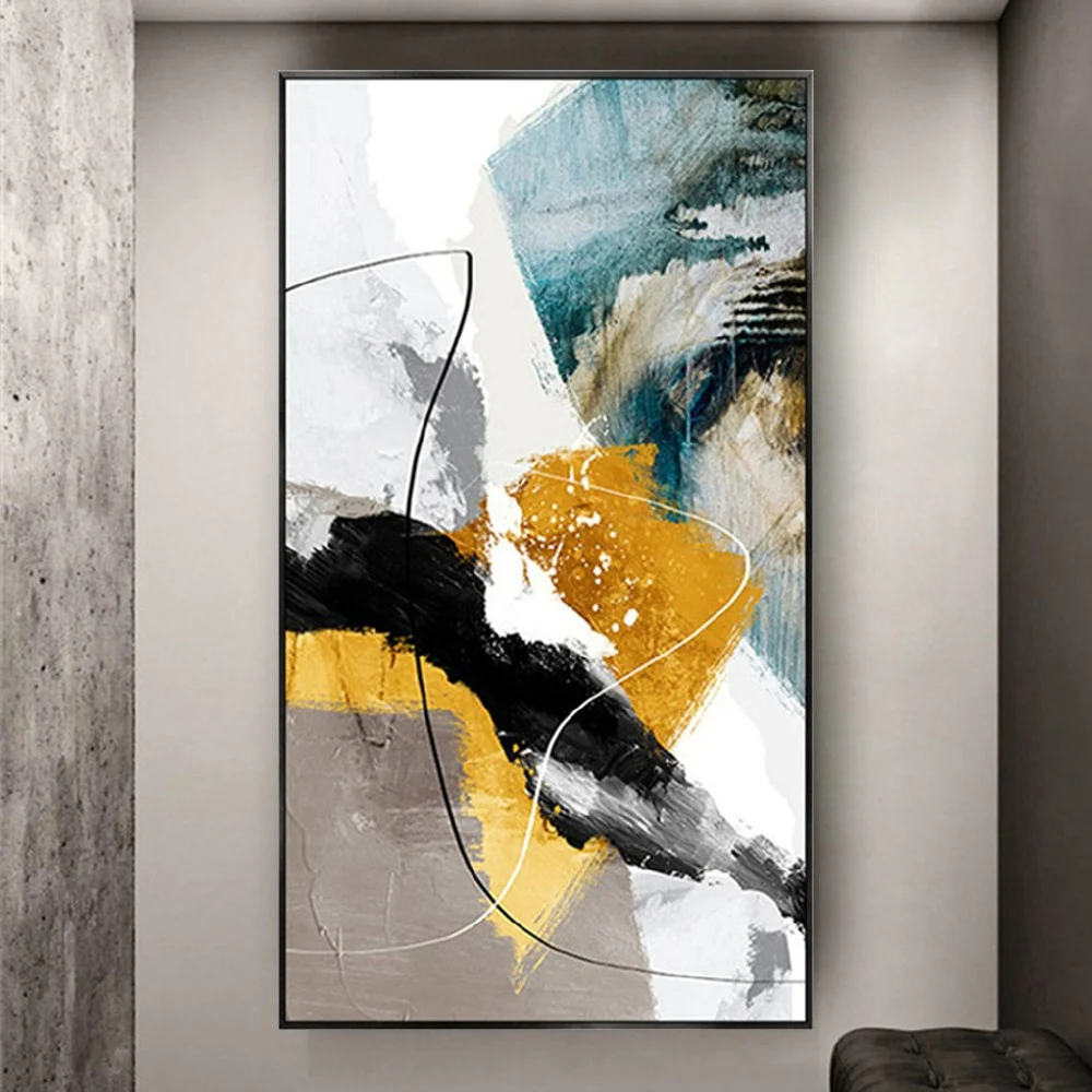 

Modern Abstract Golden Yellow Oil Painting on Canvas Scandinavian Wall Art for Living Room Decor wall Painting Cuadros artwork