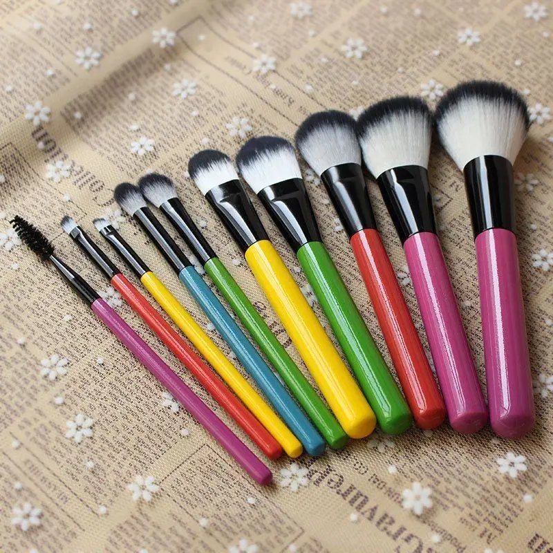10 stks Cosmatic Make-up Kwasten Set Professionele Foundation Losse Power Blusher Oogschaduw Gezicht Poeder Blush Brush Tool Verkoop