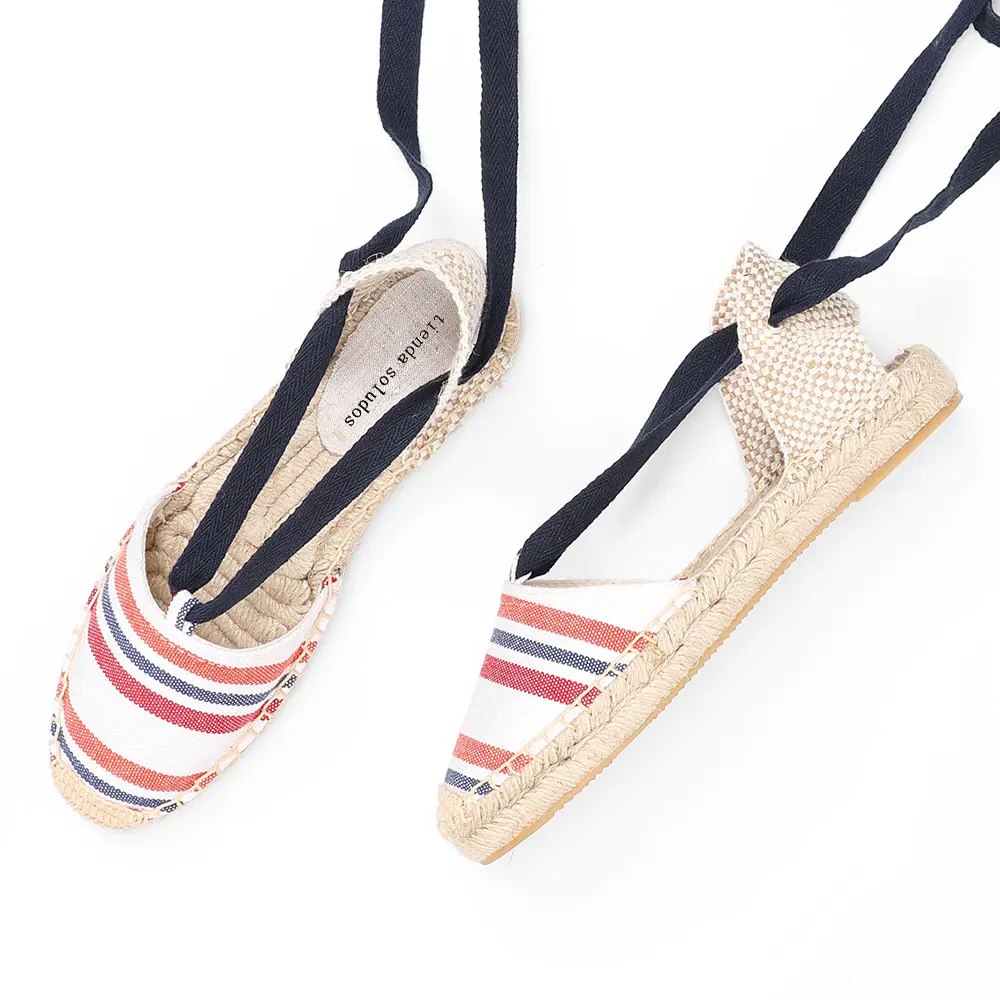 2021 Hot Sale Promotion Cotton Fabric Flat With Open Sapato Feminino Sandals Sandalias Mujer Womens Espadrilles Shoes