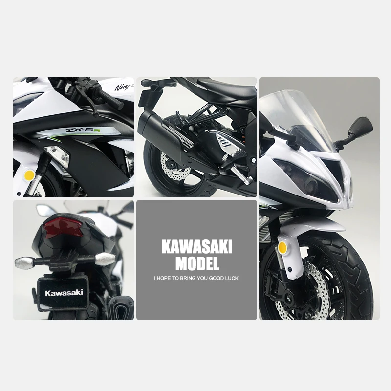 1:12 Kawasaki ZX-6R Racing Motorcycles Simulation Alloy Motorcycle Model Shock Absorbers Collection Toy Car Kid Gift