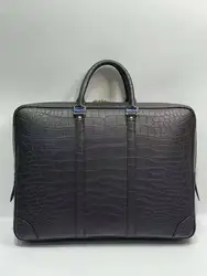 Luxury quality genuine real crocodile skin belly leather 2021 new men business briefcase bag laptop matt black color color