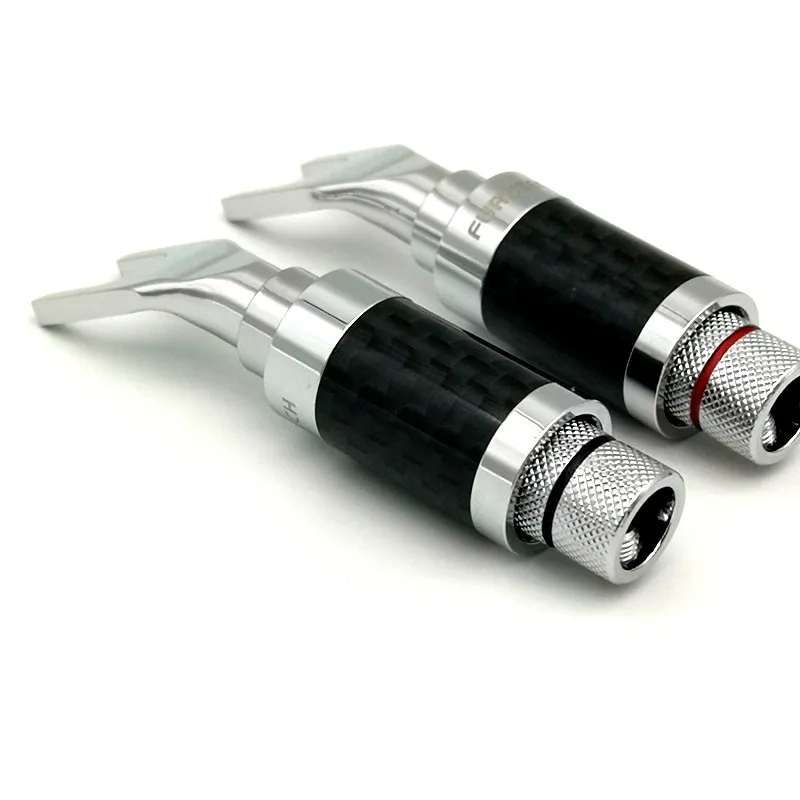 AHSY Furutech spina a Y in rame puro con spina a Banana placcata in fibra di carbonio cavo per altoparlante amplificatore per altoparlanti fai-da-te con spina di blocco