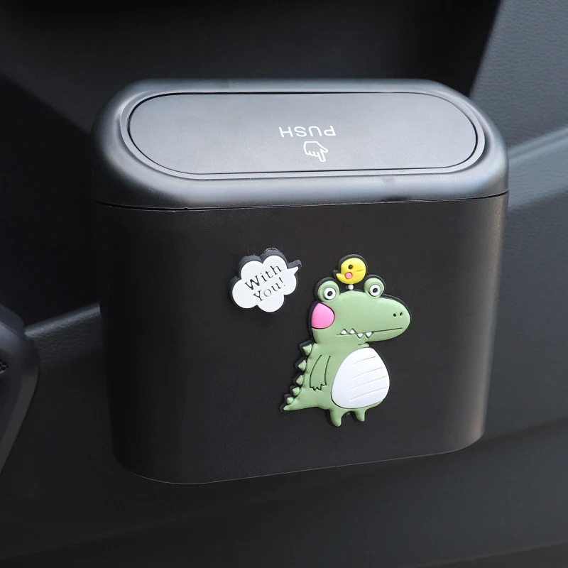 Cartoon Mini Car Trash Garbage Bin Can Auto Interior Rubbish Waste Dustbin Organizer Storage Pink Accessories For Women
