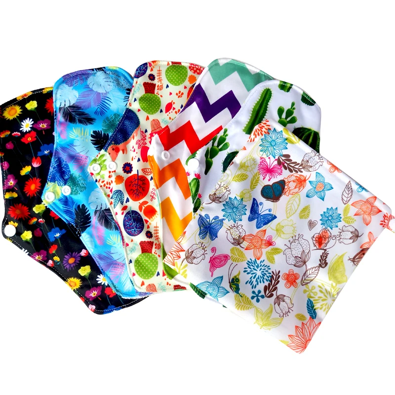 

5pcs cloth pad with one bag, size 10" organic bamboo inner environmentally reusable pads with pretty patterns