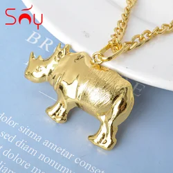 Sunny Jewelry Fashion Rhino Pendant&Necklace Copper Hollow Animal For Women Man High Quality Classic Gift Daily Wear