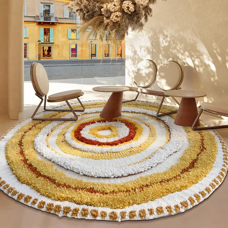 Morocco Round Carpets for Living Room Hand Woven 100% Wool Round Rug Home Bedroom Decor Colorful Cloakroom Mat Thick Rug Carpets