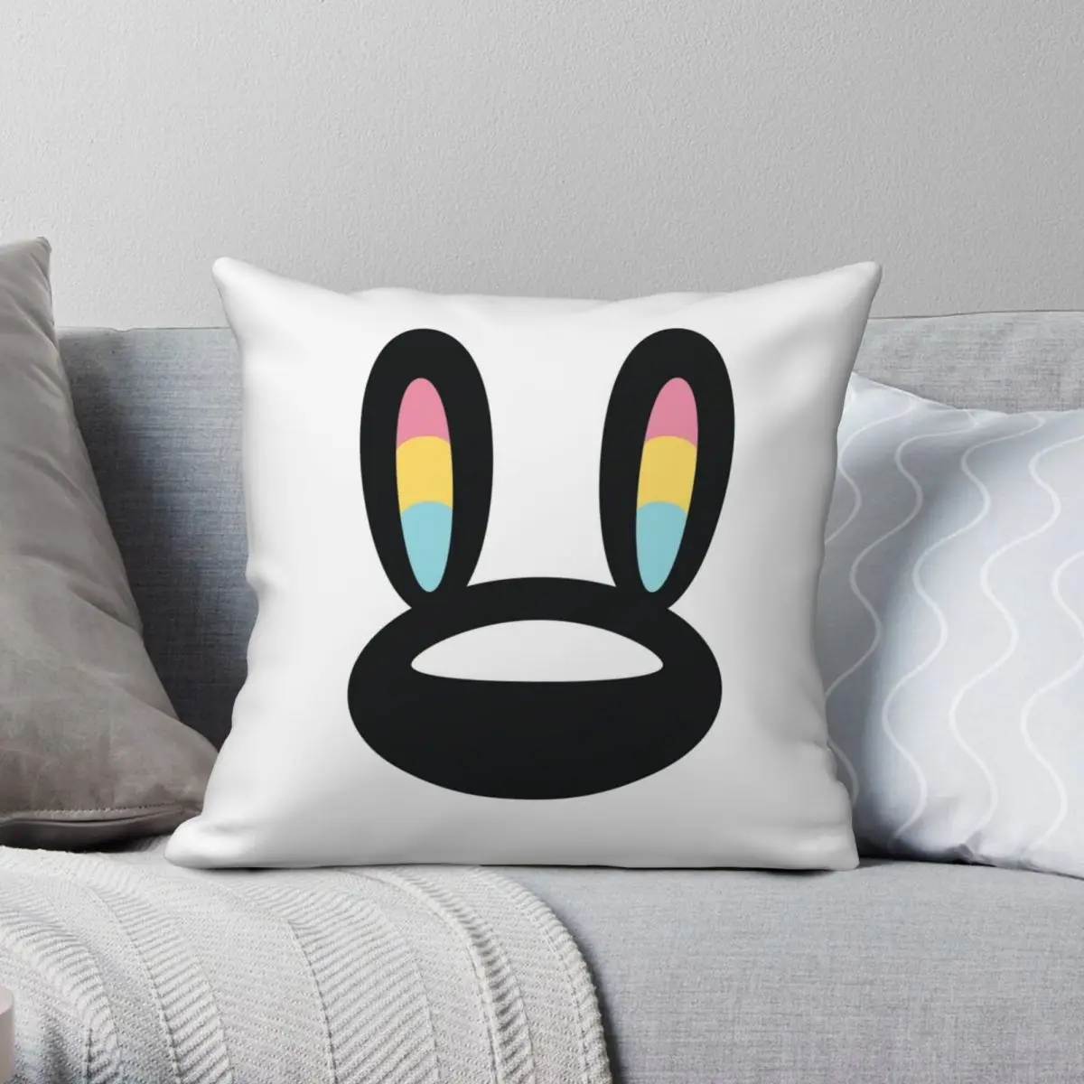 

Pogo Space Bunny Black Square Pillowcase Polyester Linen Velvet Pattern Zip Decor Sofa Seater Cushion Cover 18"