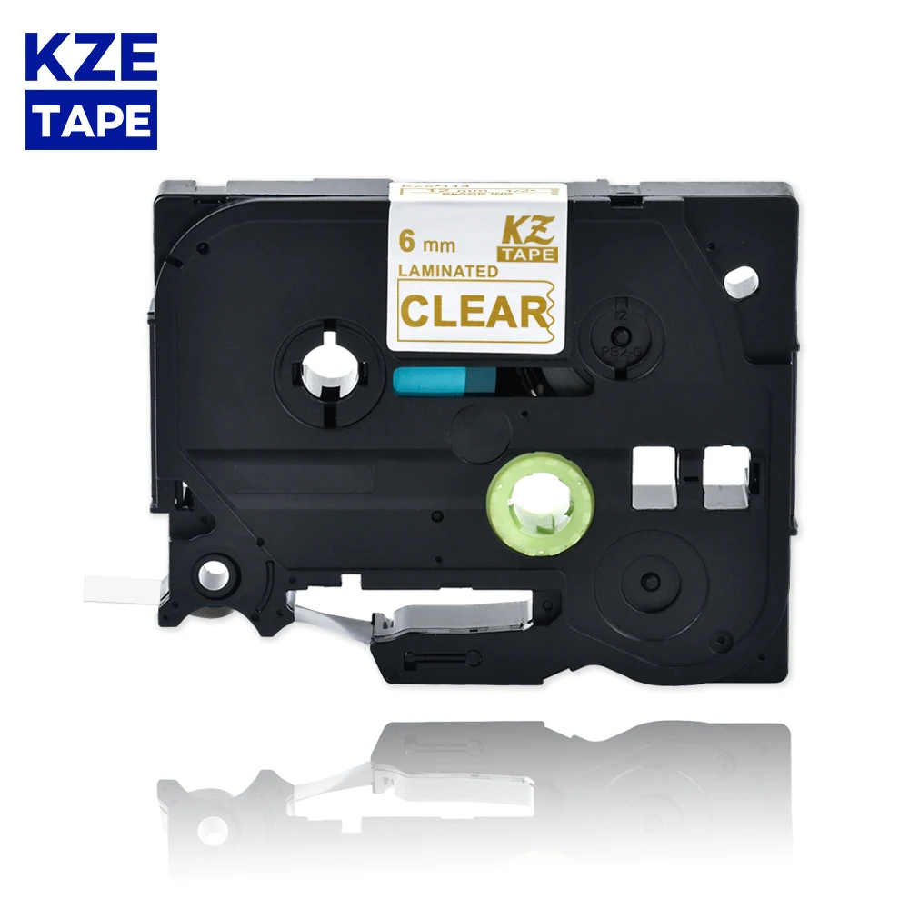 6mm tze114 ouro em fita de etiqueta laminada transparente cartucho de cassete fita de etiqueta tze tape Tze-114 tze 114 tze114 para p-touch pt