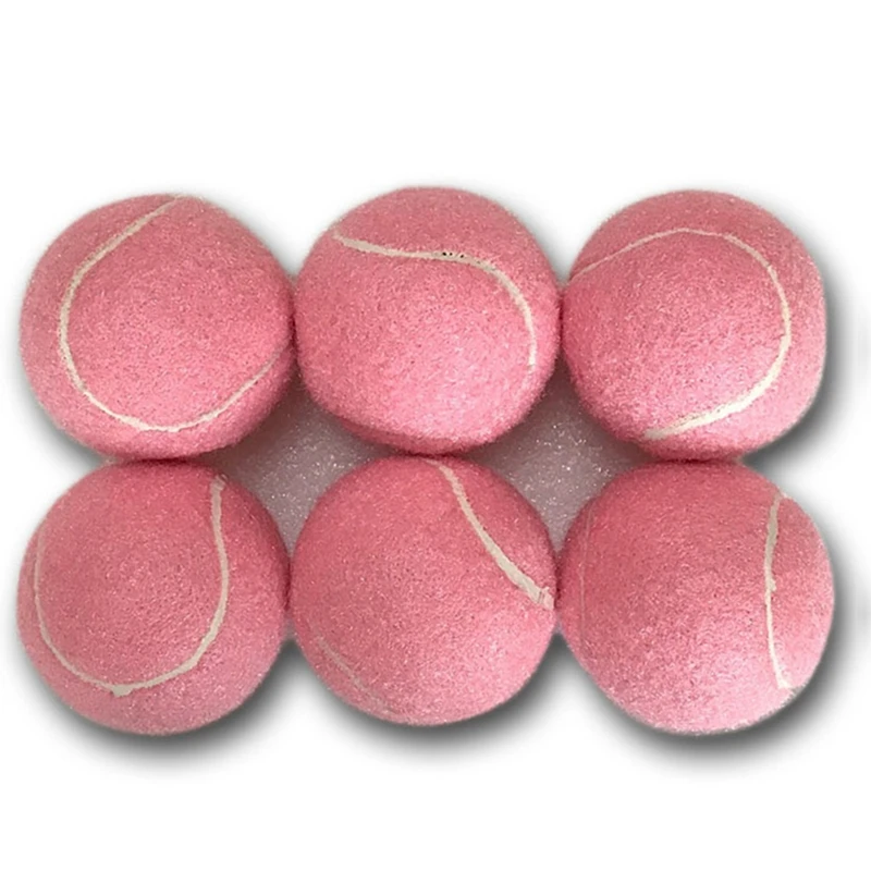 6Pcs Pack Pink Tennis Balls Wear-Resistant Elastic Training Balls 66mm Ladies Beginners Practice Tennis Ball for Club