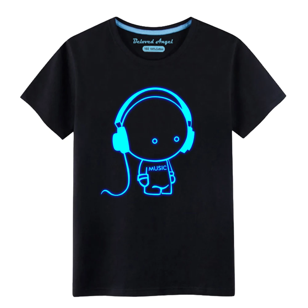 Children Luminous 3D Print T Shirts Boys Girls Tops Kids T-shirts Camiseta Toddler Cartoon Cotton Tee Shirts Summer Baby Clothes