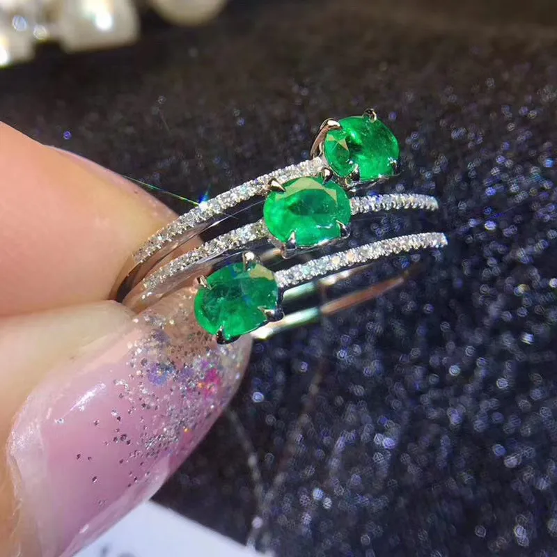 Natural Emerald Rings for Women Classic s925 Sterling Silver Jewelry Wedding Engagement Ring Gemstone Fine Jewelry Gift