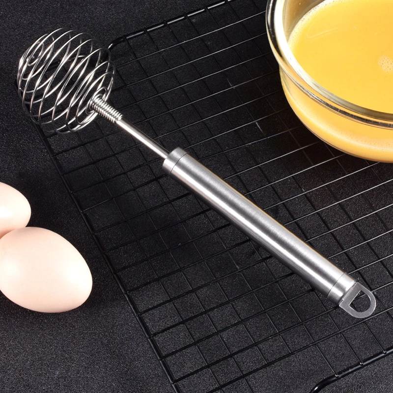 Spring Coil Round Stainless Steel Handle Spherical Manual Egg Whisk Household Egg Cream Stirring Kitchen Baking Tools