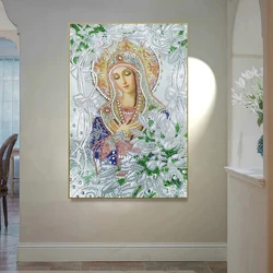 Diy 5D Special-shaped Diamond Painting Virgin Lily Cross Stitch Kit Embroidery Diamond Mosaic Picture Religious Icon Decor Gift