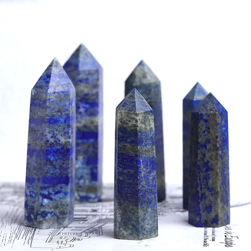 Natural Lapis Lazuli Point Stone Pillar Point Column Sceptres Ore Energy 50-80MM Healing Mineral Specimen Crafts Home Decor Gift