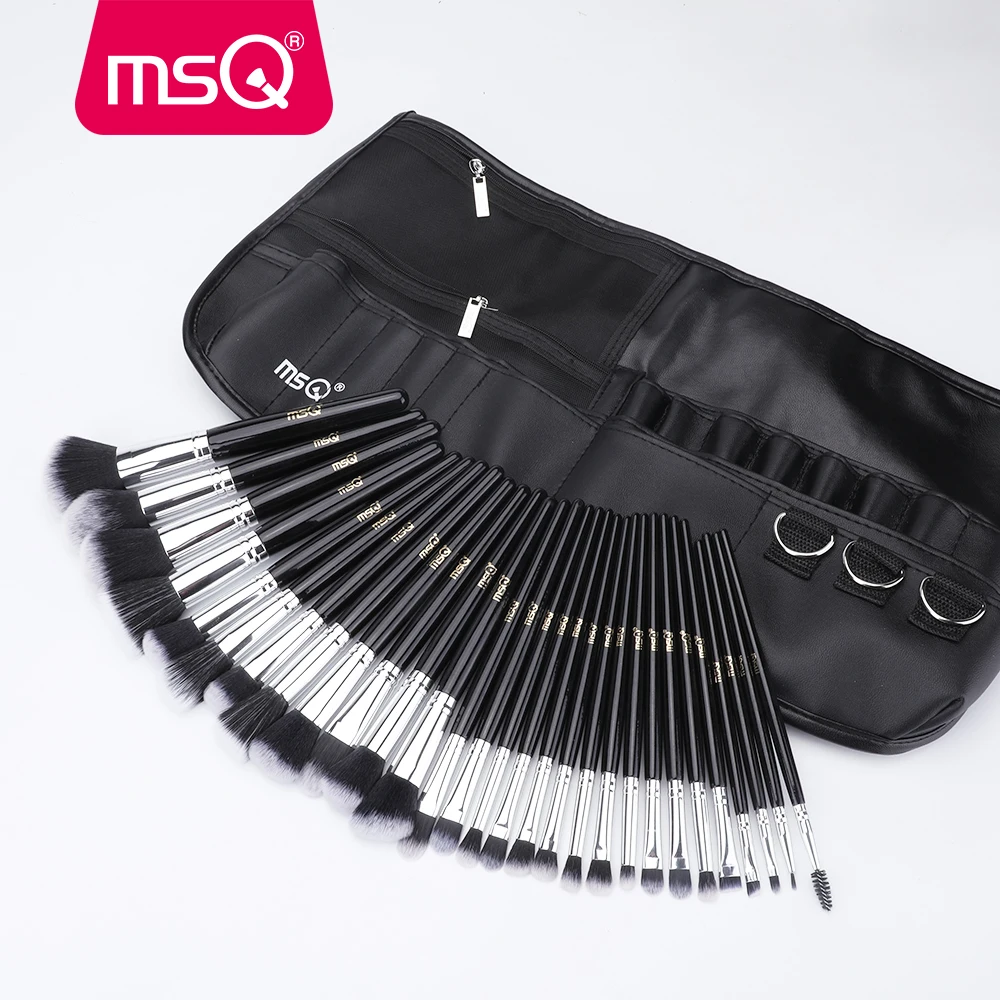 MSQ 29pcs Professional Makeup Brushes Set Foundation Powder Eyeshadow Contour Blending Make Up Artist Brush PU Leather Pocket