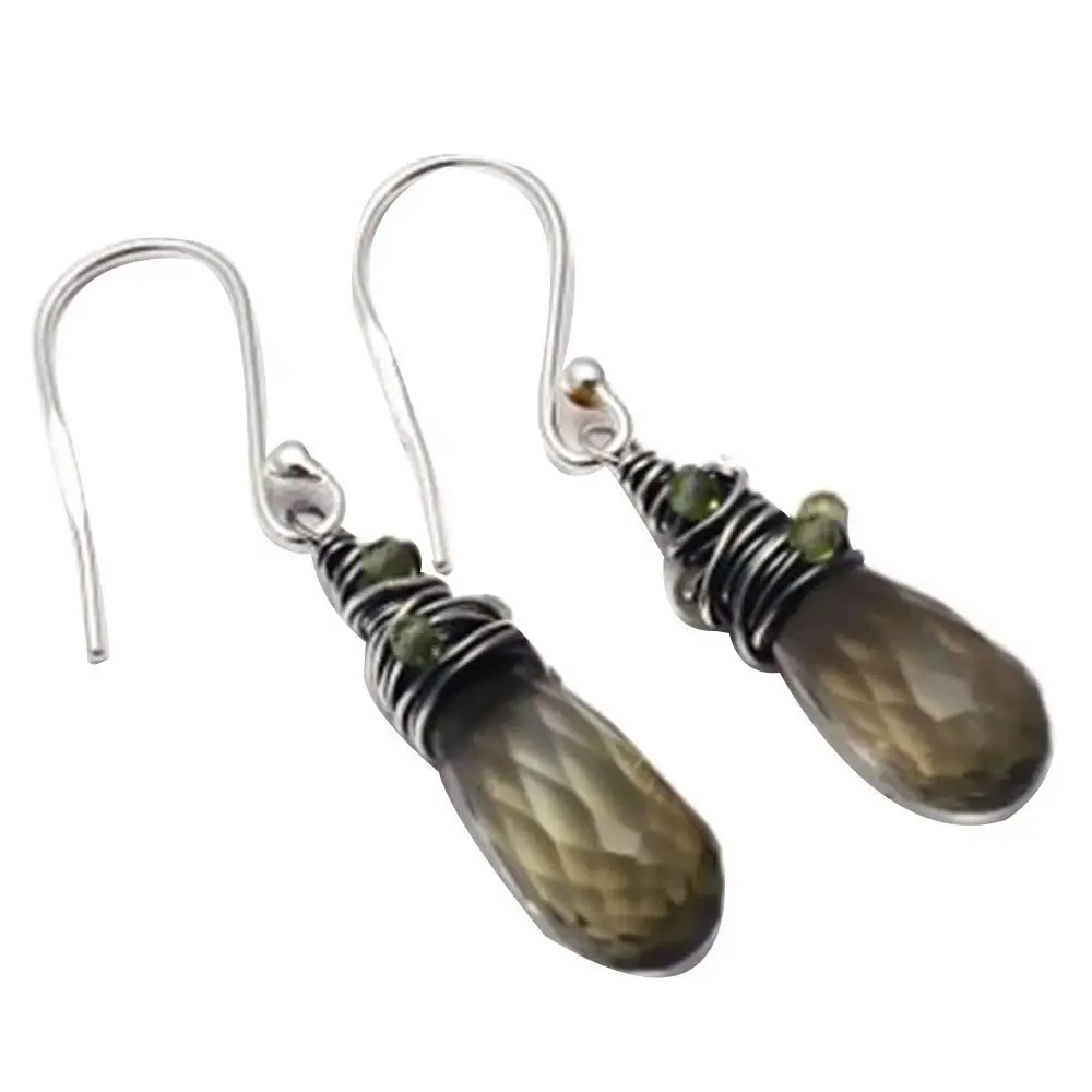 

Genuine Green Amethyst EARRINGS 925 Sterling Silver, 40mm, 2SE0073