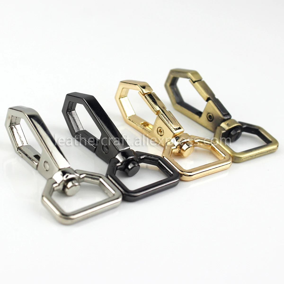 1x Metal Polygonal Swivel Trigger Snap Hook Spring Gate Clasps Clips Leather Craft Bag Strap Pet Leashes Webbing Keychain Parts