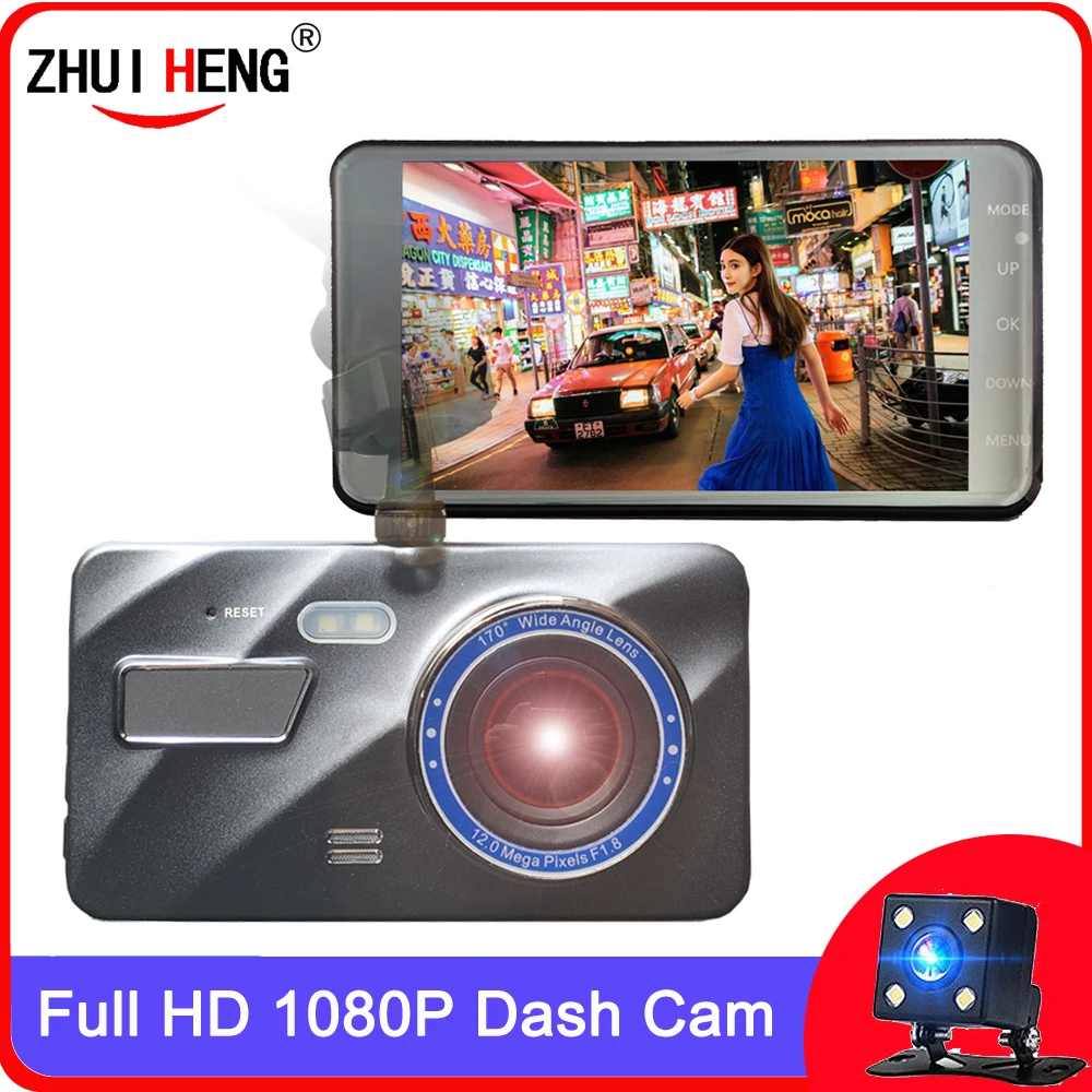 

4 Inch IPS Dual Lens FHD 1080P Dash Cam Video Recorder With LED Night Vision Rear View Camcorder Auto Camera Car DVR Registrator