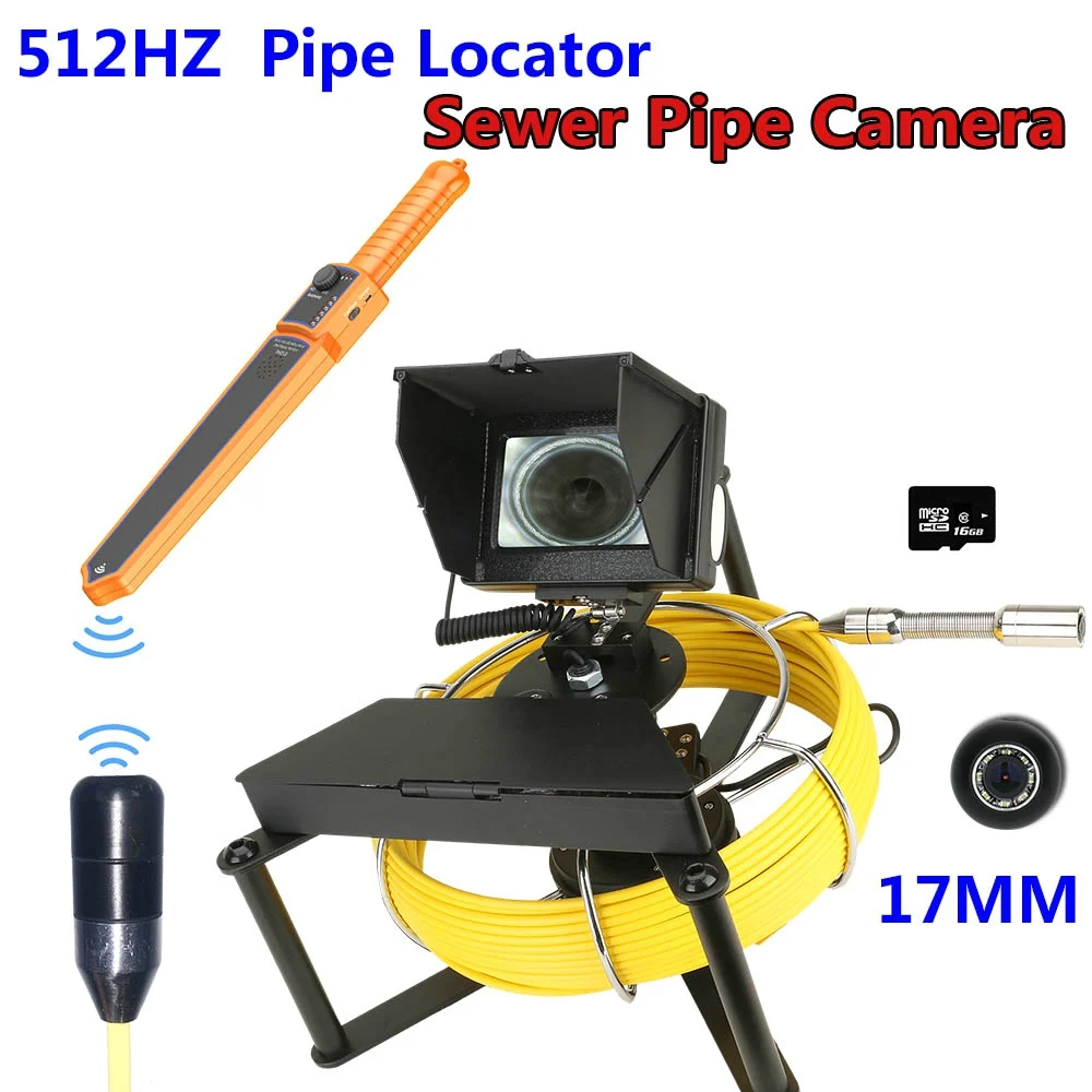 

MAOTEWANG Sewer Pipe Inspection Camera with 16GB DVR 512HZ Pipe Locator Sewer Drain Industrial Endoscope 4.3inch IPS Monitor