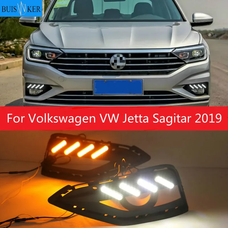 

1 комплект 12v светодиодный для Volkswagen VW Jetta Sagitar 2019 DRL Габаритные огни дневного света ABS колпак противотуманных фар