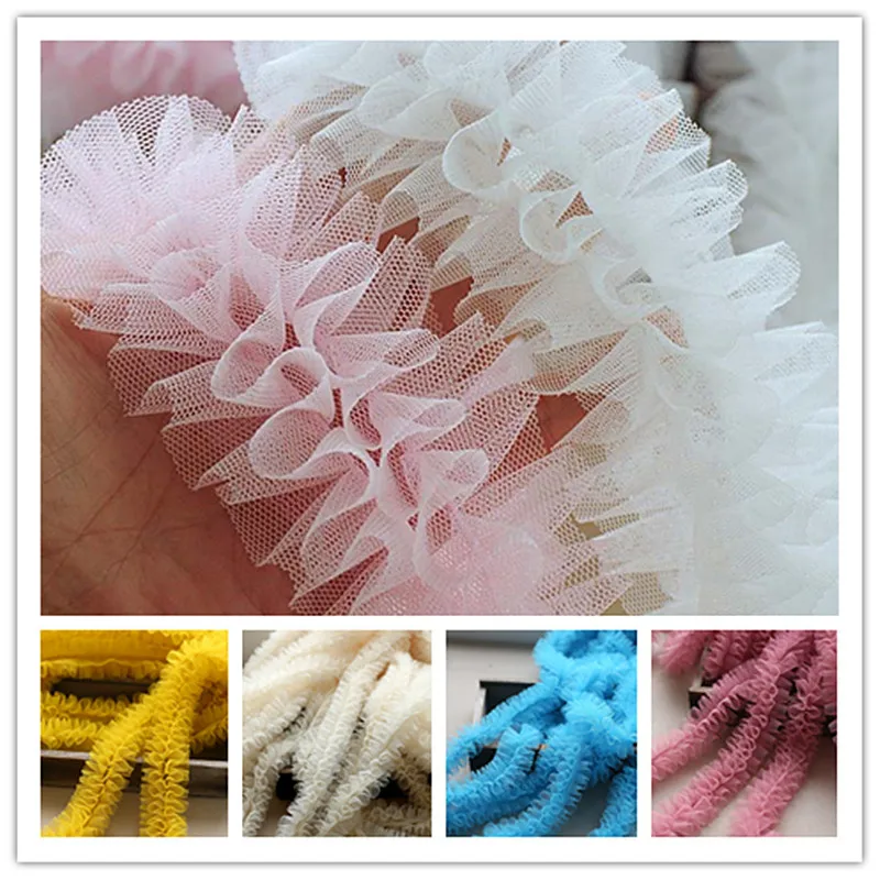 6cm szerokości puszyste 3D plisowane koronkowe wykończenia DIY modna odzież kołnierz spódnicy mankiety Hem dekoracja zabawka śliniaczek dla zwierząt akcesoria do szycia tkanina