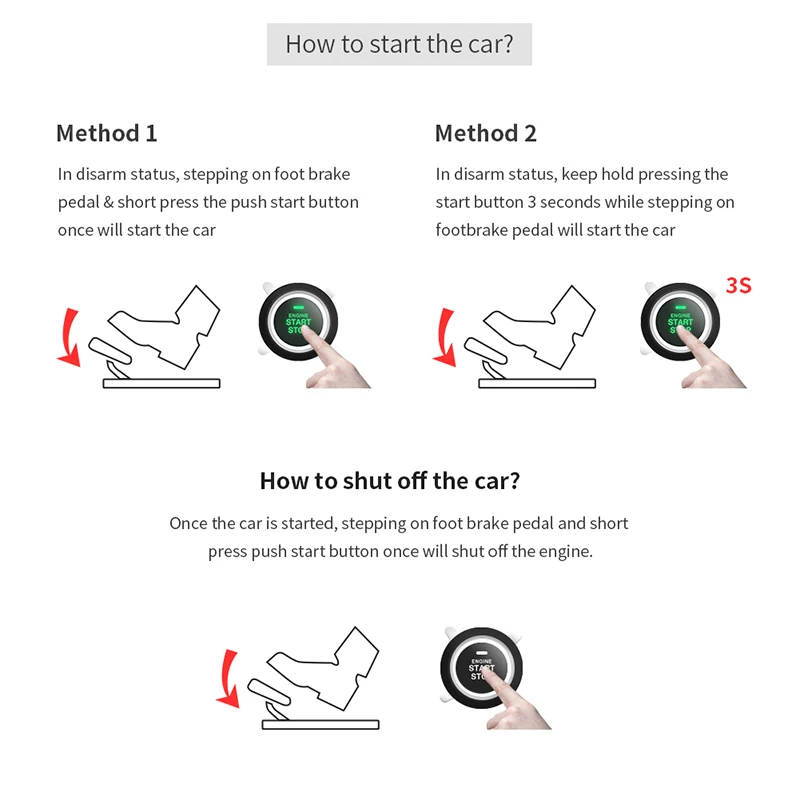 EASYGUARD Universal push button start system with auto starter for automatic shift car, can work with keyless entry systemDC12V