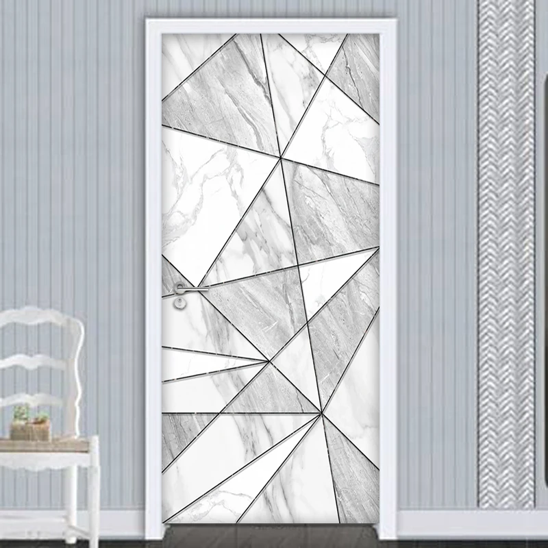 

Self Adhesive Door Sticker 3D Geometric Marble Texture Decoration Photo Wallpaper Wall Decals Living Room Bedroom Jewelry Mural