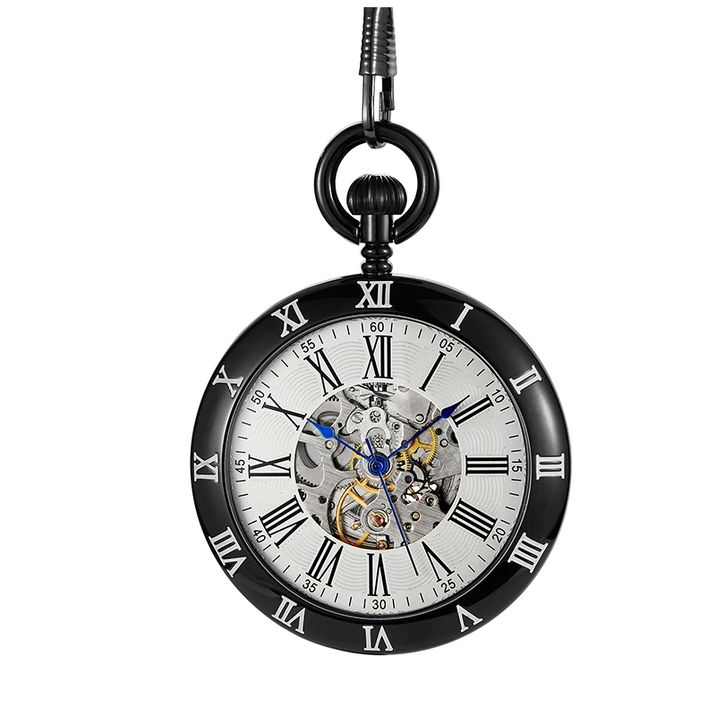 Reloj de bolsillo mecánico de cobre de lujo para hombre y mujer, esfera con números romanos, movimiento automático de viento, regalo, nuevo, 2021