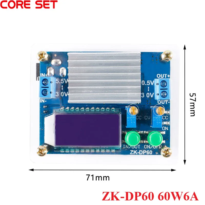 ZK-DP60 Step Down Up Power Supply Module 60W6A High-Power Adjustable Buck Boost Power Module With LCD Display Shell New