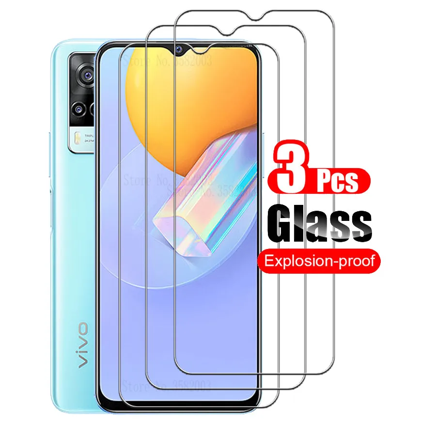 3pcs protective glass for vivo y31 2021 glass screen protector on vivoy31 y 31 31y v2036 6.58'' smartphone protection film cover