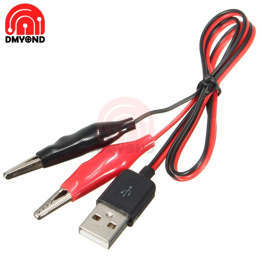 Alligator Test Clips Clamp to USB Male Connector Power Supply Adapter Wire 58cm Cable Red and Black