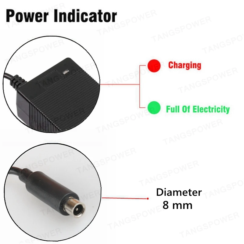 Cable de alimentación para patinete eléctrico, accesorios de cargador, adaptador de corriente, 42V, 2A, 1 unidad