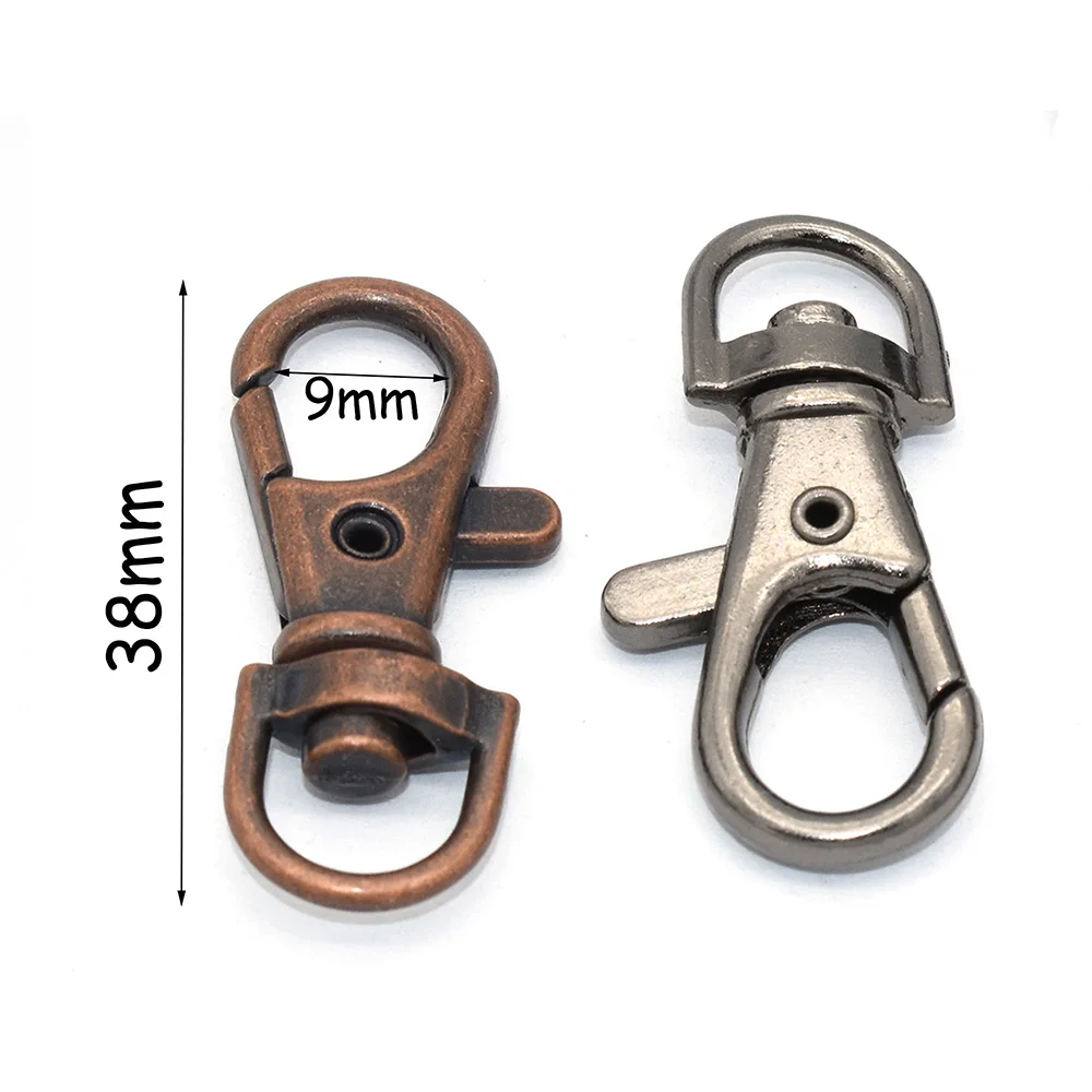 38*10mm Swivel clasp copper D ring Lobster Clasps Swivel Lanyards Trigger Clips for keychain backpack handbag making 10pcs