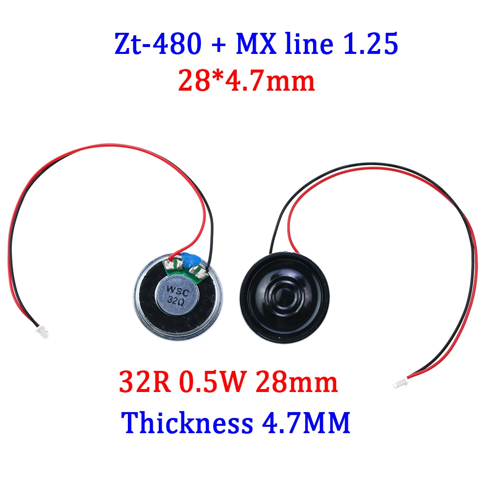8R 32ohm 0.5W 1W 2Watt głośnik Ultra cienki głośnik średnica 20 23 26 28 30 32 36 40 50MM z przewód przyłączeniowy 2.54mm długość 14CM