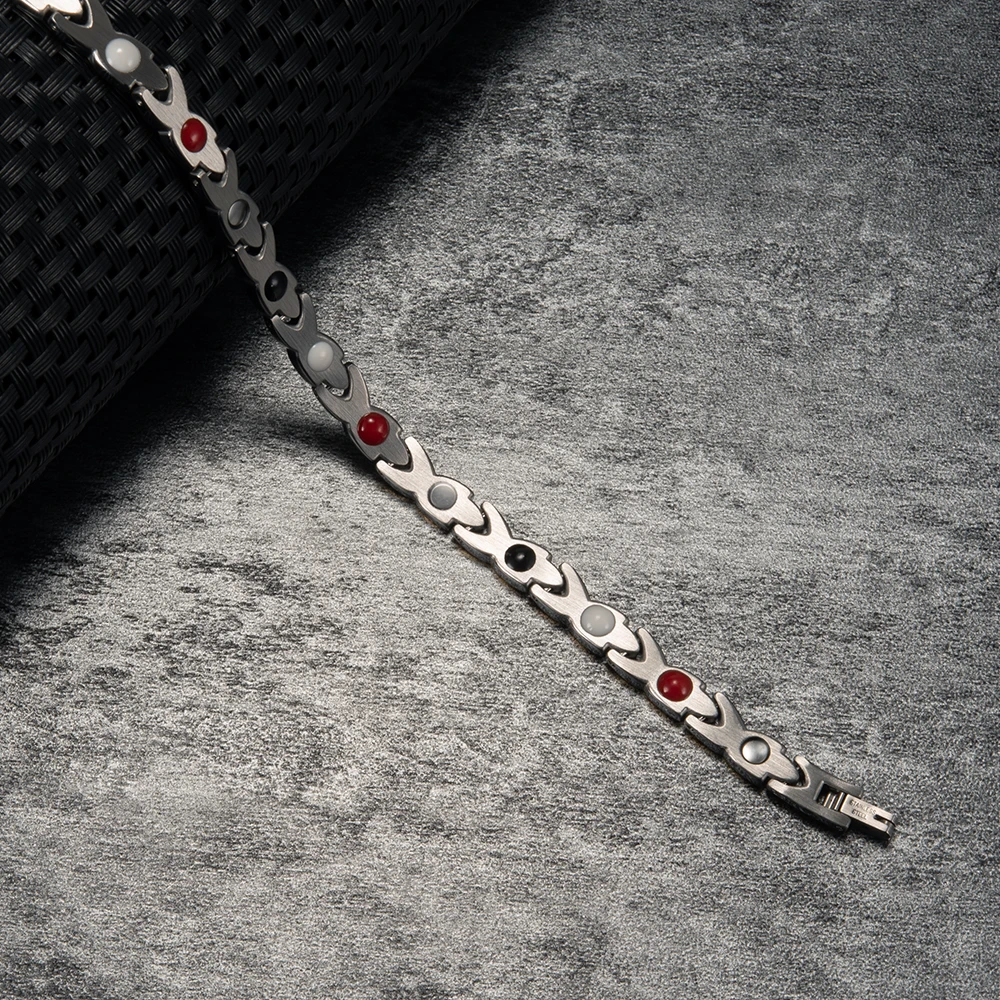 Cross Long Necklace Chain Matte 50cm Stainless Steel Chain Gold-color Mens Necklace Health Energy Magnetic Necklace for Women