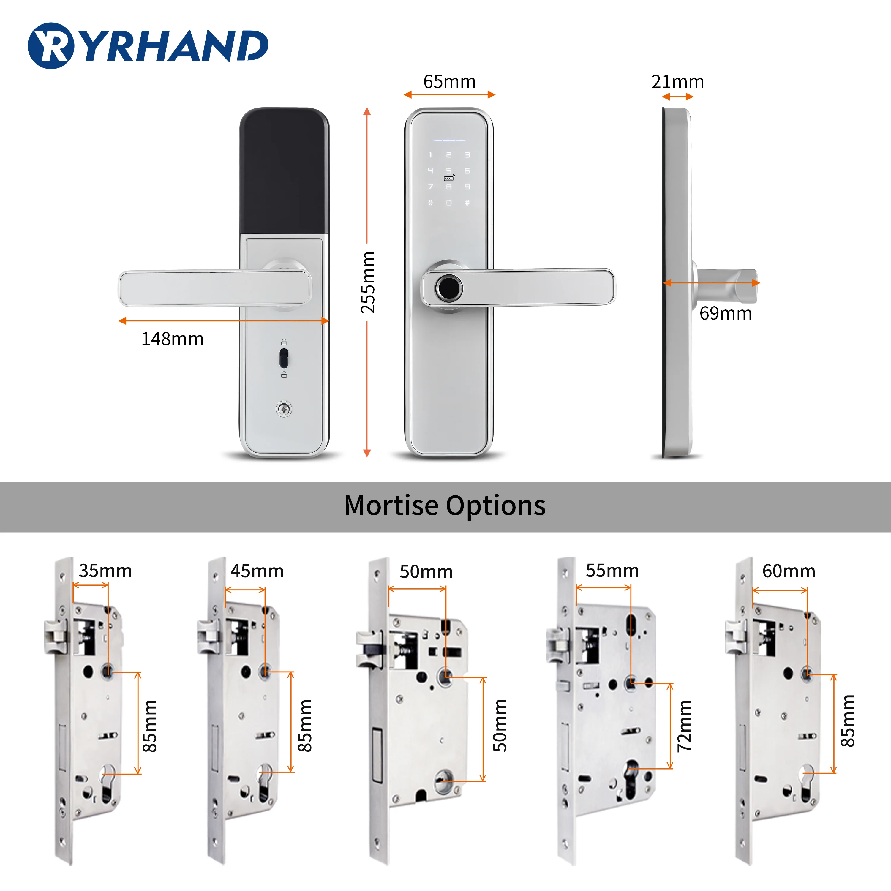 X5 Wifi Electronic Smart Door Lock With ttlock App, Security Biometric Fingerprint Intelligent Lock With Password RFID card