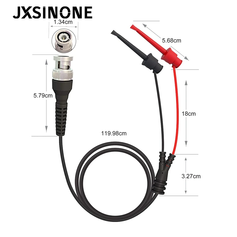 JXSINONE P1007B  BNC Q9 Male Plug To Dual test hooks clips probe test lead Cable for Oscilloscope Signal Generator