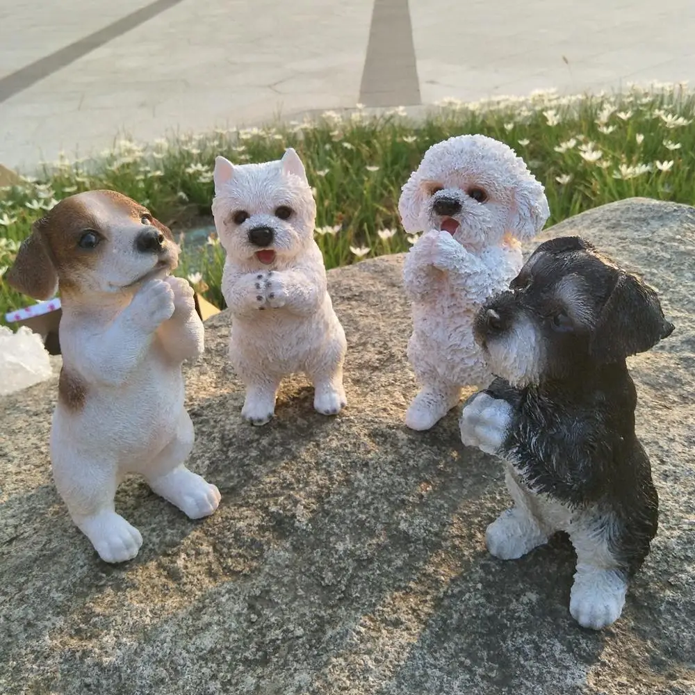 

Garden Cute Puppy Dog Cat Resin Ornaments Courtyard Villa Simulation Animal Sculpture Crafts Home Balcony Figurines Decoration