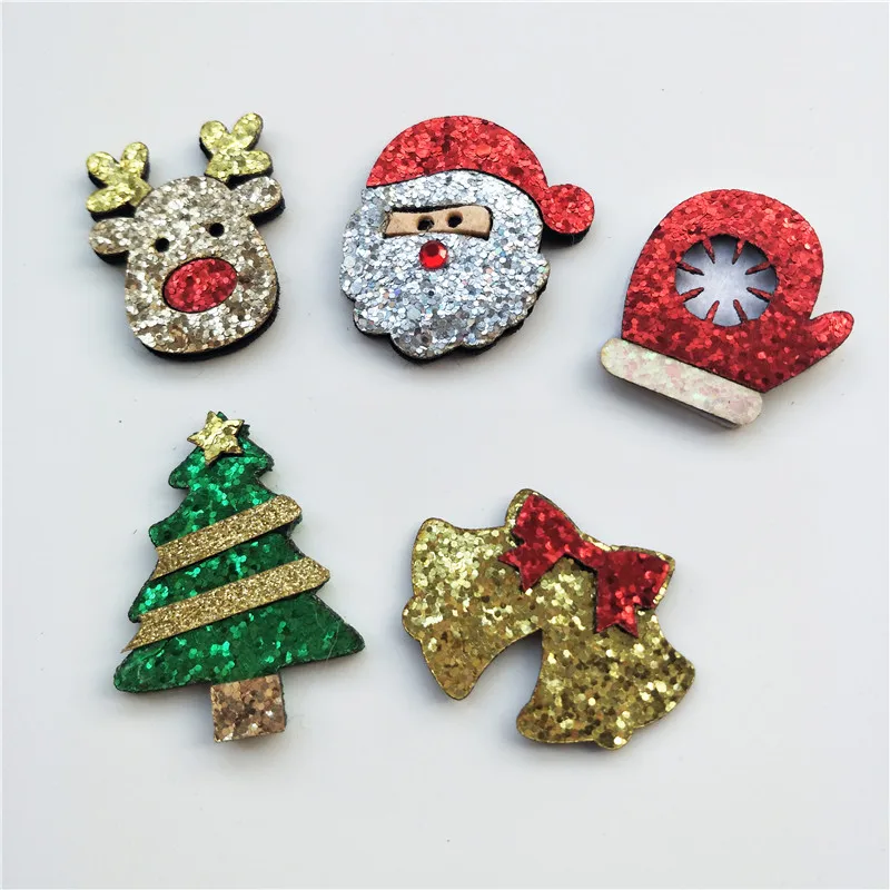 20 Stück/Los, verschiedene Designs, glitzernde Weihnachtsgeißbrenner-Applikationen mit Polsterung für Bastelarbeiten, Kleidung, Nähzubehör, DIY-Haarspangen-Accessoires. – Detail 2