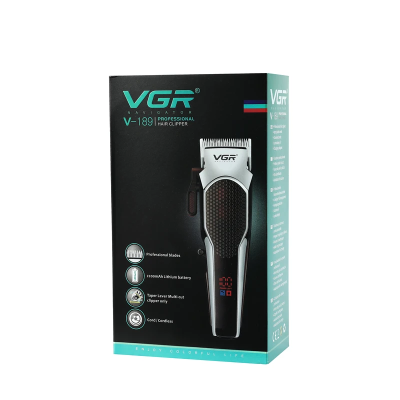 VGR 189 Hair Clipper ของเหลวคริสตัล Rechargeable Professional ส่วนบุคคล USB Clippers Trimmer เครื่องตัด Barber Clippers