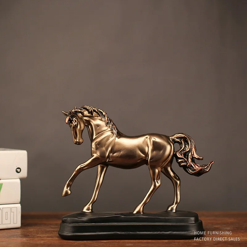 

RESIN IMITATION IMITATION COPPER HORSE STATUE HOME DECORATION ACCESSORIES CRAFTS ROOM ORNAMENT PORCELAIN ANIMAL FIGURINES