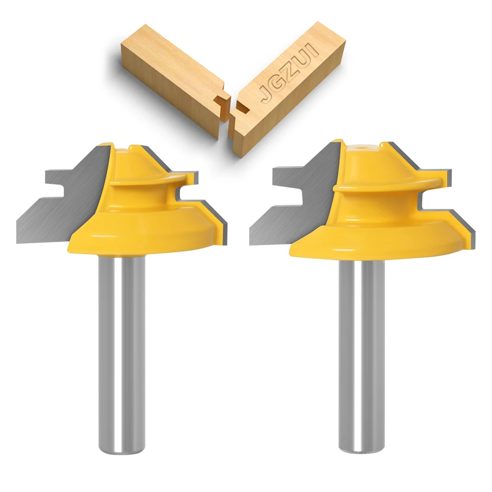 1-3PCS Small Lock Miter Router Bit Anti-kickback 45 Degree 1/2 Inch Stock 8 Inch Shank Tenon Cutter for WoodworkingTools